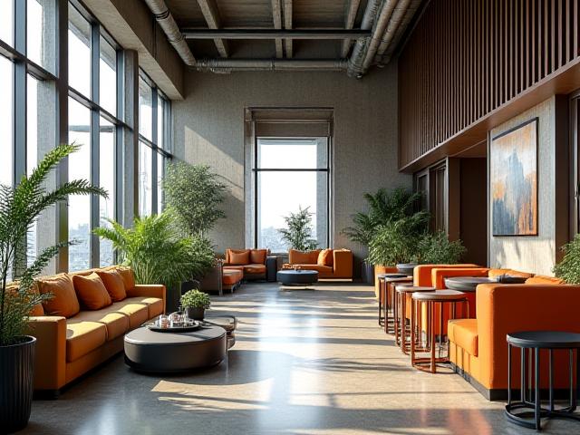 Karaköy'de endüstriyel şıklıkta tasarlanmış, aydınlık bir otel lobisi
