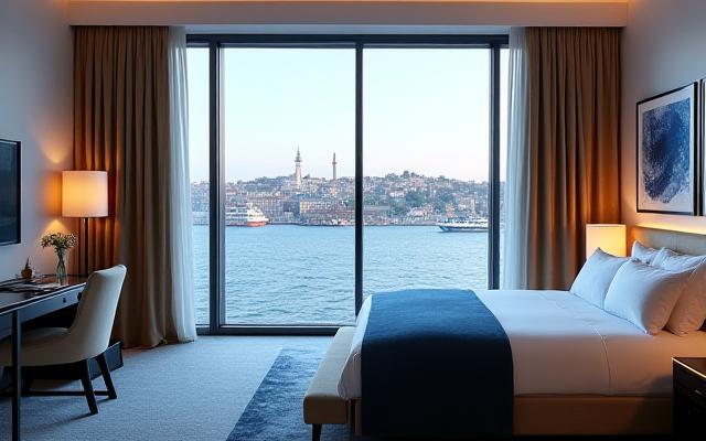 Bosphorus manzaralı lüks otel odası
